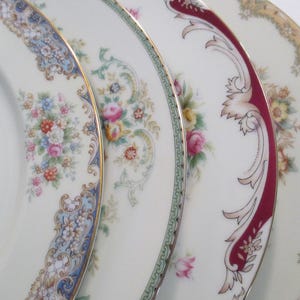 Vintage Mismatched China Dinner Plates - Set of 4