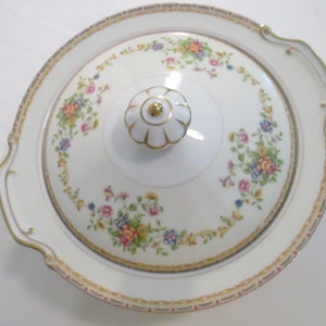 Vintage National China Patricia Round Covered Serving Bowl, Thanksgiving, Christmas, Garden Party, Gift, Holiday Dinner, Family Meal
