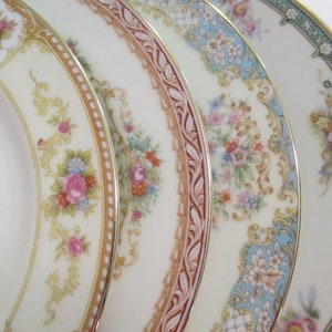 Vintage Mismatched China Salad Plates for Wedding, Tea Party, Bridal Luncheon, Shower, Hostess Gift, Birthday, Holidays, Gift - Set of 4