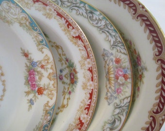 Vintage Mismatched China Dessert Bowls, Fruit Bowls, Berry Bowls, Sauce Bowls, Thanksgiving, Christmas, Shabby, China Bowls - Set of 4