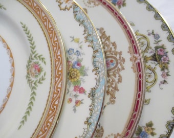 Vintage Mismatched China Salad Plates - Set of 4