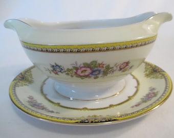 Vintage Meito China Beatrice Gravy Boat with Attached Underplate, Gravy Dish, Wedding, Gift, Dinner Party, Thanksgiving, Christmas, Holidays