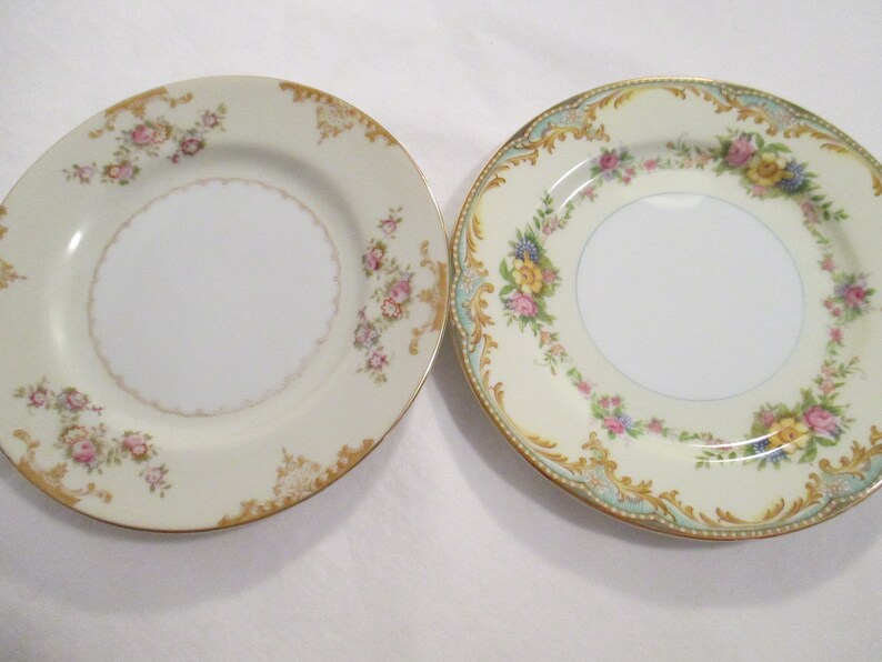 Vintage Mismatched China Dessert Plates, Bread Plates for Bridal Shower, Gift, Birthday, Baby Shower, Wedding, Shabby, Rustic-Set of 4 image 3