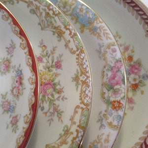 China Saucers Mismatched, Tea Party, Wedding, Garden Party, Cottage Chic, Bridal Luncheon, Shower Gift - Set of 4