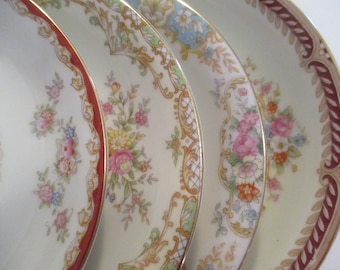 Mismatched China Saucers: Vintage Floral Set of 4