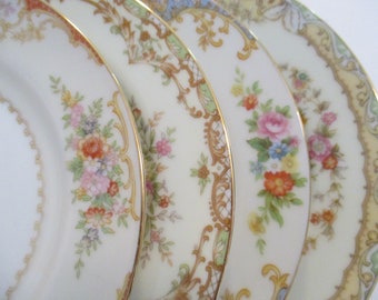 Vintage Dessert Plates, Bread Plates, Mismatched China, Baby Shower, Birthday, Farmhouse, Wedding, Bridal Luncheon, Garden Party - Set of 4