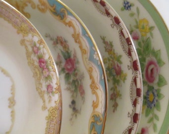 Vintage Shabby Mismatched China Dessert Bowls, Fruit Bowls, Berry Bowls. Farmhouse, Rustic, Tea Party, Holidays, Gift, Wedding - Set of 4