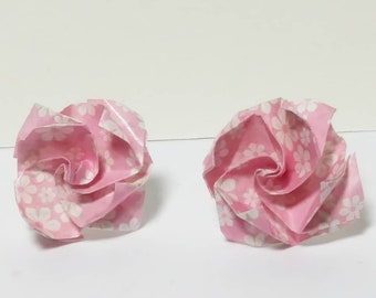 Custom Origami Rose Studs