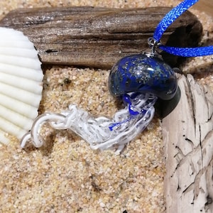 Jellyfish Blue Lampwork Necklace