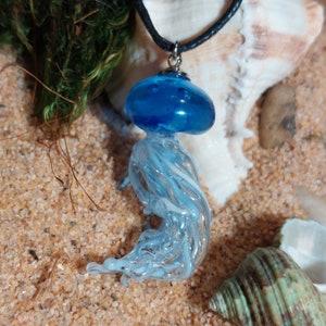 Jellyfish Blue Lampwork Necklace