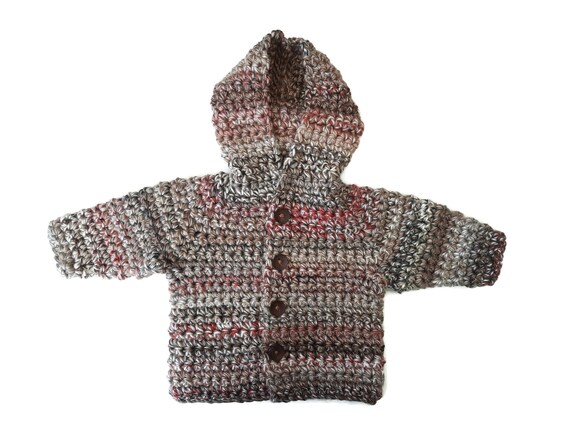 Chunky Wool Baby Toddler Hooded Sweater Red Brown Hoodie Baby Boy Present Toddler Gift Warm Baby Sweater 6 9 12 Months 1 Year Etsy UK