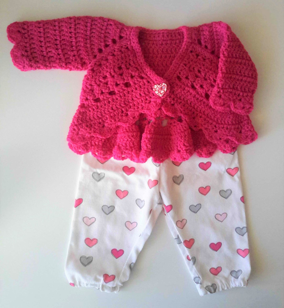 Merino Wool Baby Girl Sweater Outfit Hot Pink Baby Cardigan Etsy