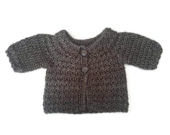 Supersoft brushed wool baby sweater jacket, brown baby cardigan, luxury baby girl jacket coat, baby shower gift present. 0-3-6 months