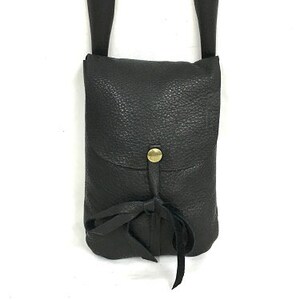Classic Handcrafted Small Black Leather Bag.Women&#39;s Evening/ Everyday Bag.Cell Phone Bag.Crossbody.Lighweight.A gift for her.One of a kind.