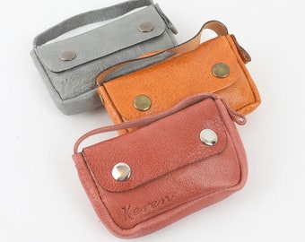 Elegant soft leather purse, Small colorful leather wallet, For men&women, Credit card holder/case, Coins Purse, Orange, Gray, Pink. Original