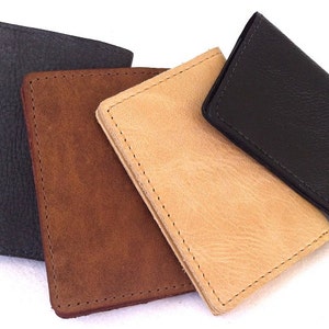 Mano clásico hecho a mano mens delgados cartera de cuero, caja de tarjeta de crédito, tarjeta de titular, distreesed marrón, el negro, beige