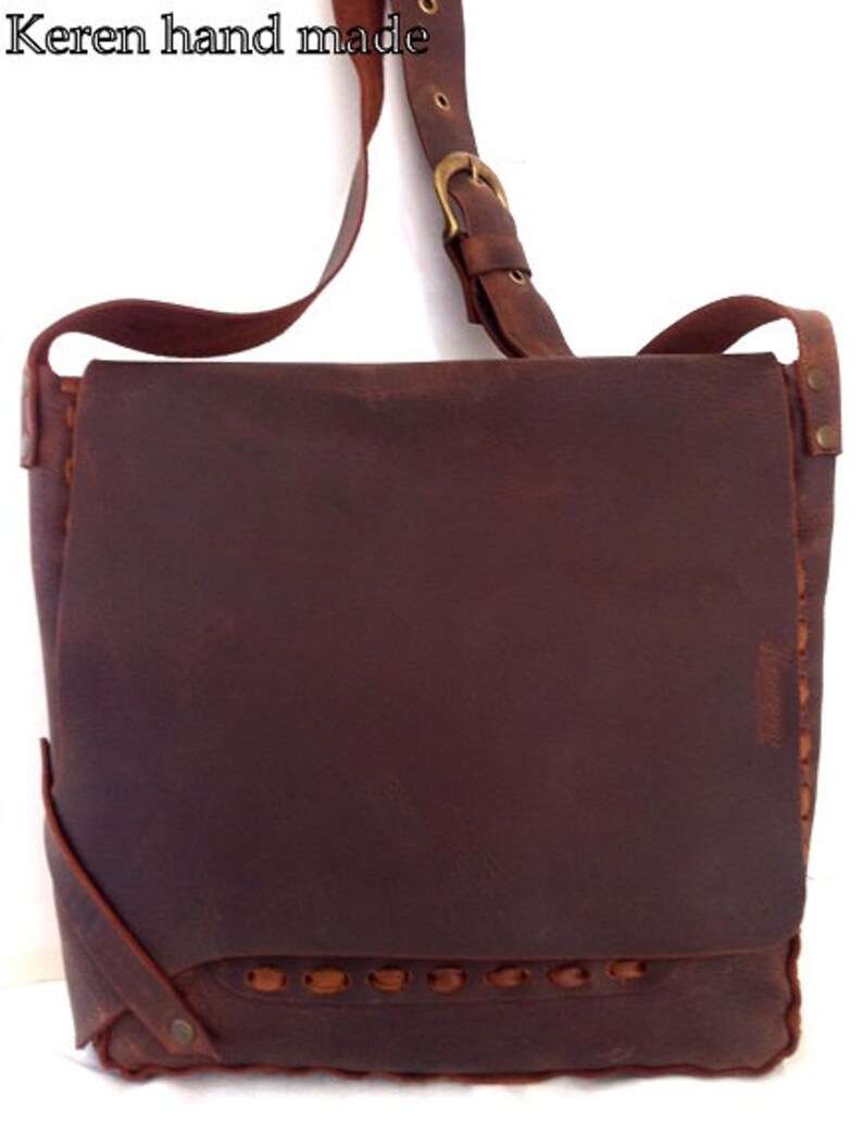 Classic Handcrafted Brown Leather Bag for Men, Messenger Leather Bag
