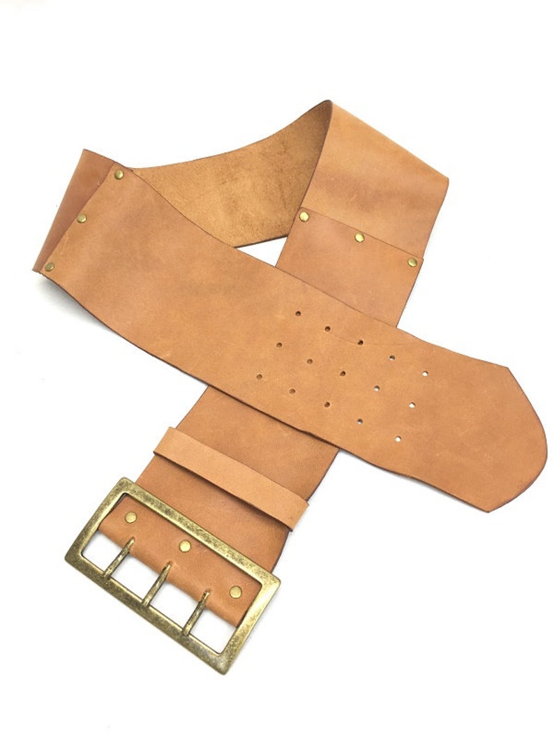 Camel Color Leather Belt for Women. Wide Leather Belt. Upper Waist Belt