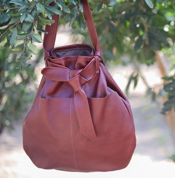 Large Burgundy Leather Tote