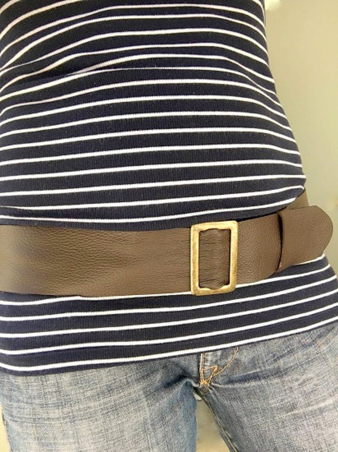 One of A Kind, Simply Classic Wide Brown Leather Belt  display picture 2