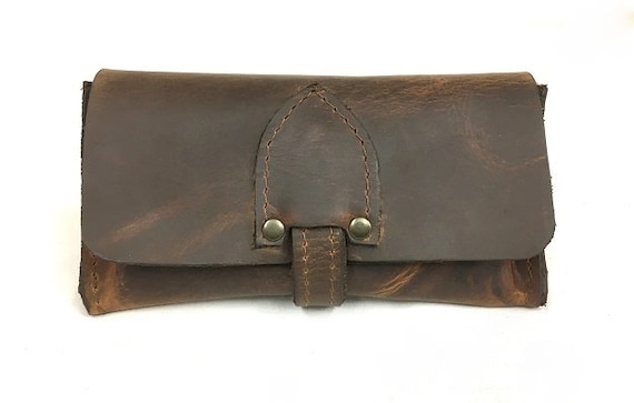 Classic and Beautifuly Handcrafted Distressed Brown Leather Tobacco Pouch,  for Him, Perfect Gift for Tobacco Smokers, Thick & Soft Leather