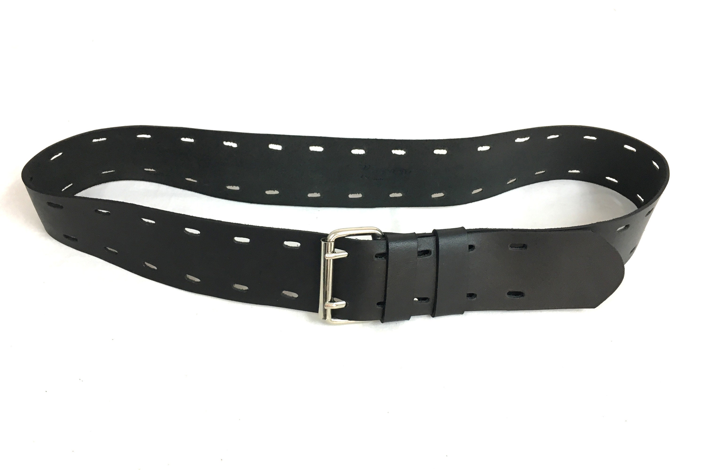 Beautiful wide black leather belt. For men and women. Soft Etsy