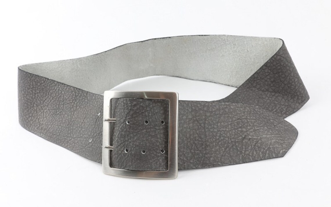 Casually Elegant Wide Gray Leather Belt Women's Leather Etsy Israel