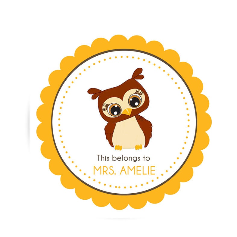 teacher stickers pdf printables owl personalized etsy