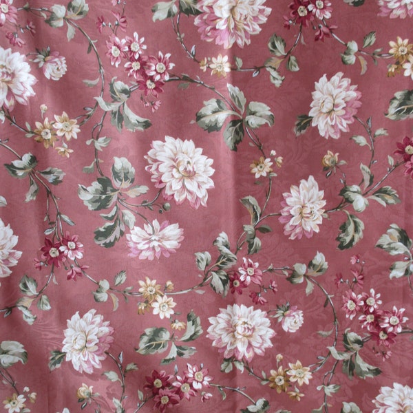 Beautiful Dusty Rose Indoor Home Dec Cotton Fabric Embossed Floral Mill Creek Fabrics Screen Print 1 Yard 54" Wide Sold by the piece
