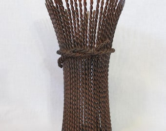 Candleholder Brutalist Pillar Twisted Heavy Metal and Wood Vintage Very Heavy Impressive Decor Piece