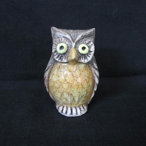 Owl Figurine Vintage Handmade Pottery Collector Gift 4in Tall