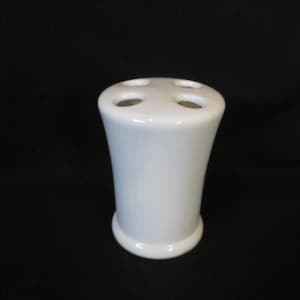 Toothbrush Holder Tall Organizer for 4 Brushes Vintage White Ceramic