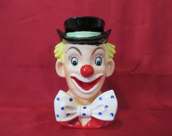 【メ1010-09】Clown Fine Vintage C1957 Japan Porcelain Clown Figural Hand Painted