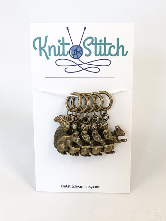 Stitch Markers, Squirrel Stitch Markers, Knit Stitch Marker, Stitch Marker  Set, Charm Stitch Markers