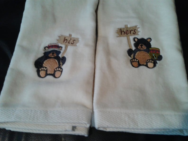 His and Her Bears Hand Towel Set Etsy