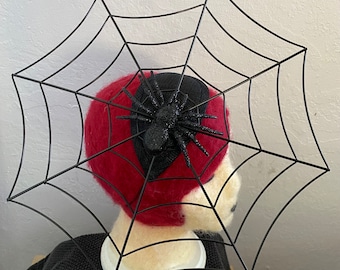 Spider web fascinator with glitter spider