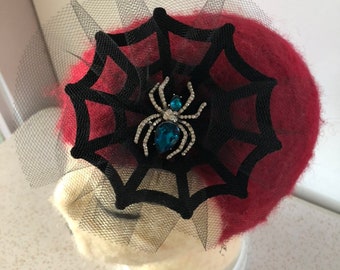 Crystal spider and web hair clip