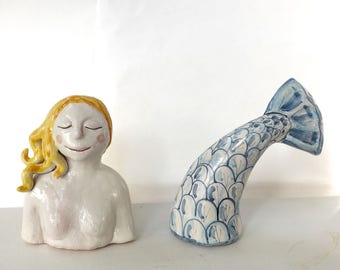 Handmade ceramic mermaid -Sirena decorativa in ceramica- Mermaid /01 Scultura decorativa