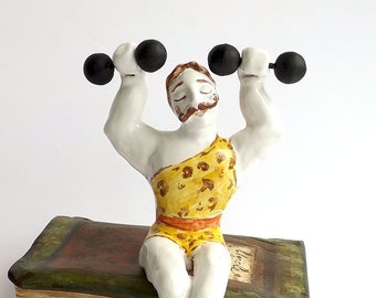 Circus strongman CS/02 -statuetta in maiolica