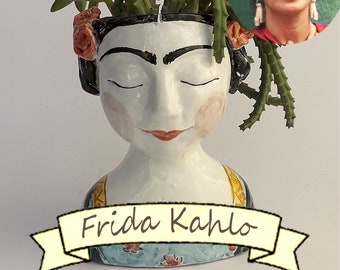 Porta vaso &quot;Frida&quot;-omaggio alla pittrice Frida Kahlo;serie &quot;Women&#39;s Power&quot;