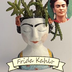 Porta vaso "Frida"-omaggio alla pittrice Frida Kahlo;serie "Women's Power"