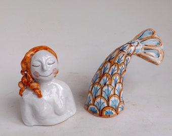 Handmade ceramic mermaid -Sirena decorativa in ceramica- Mermaid /06 Scultura decorativa