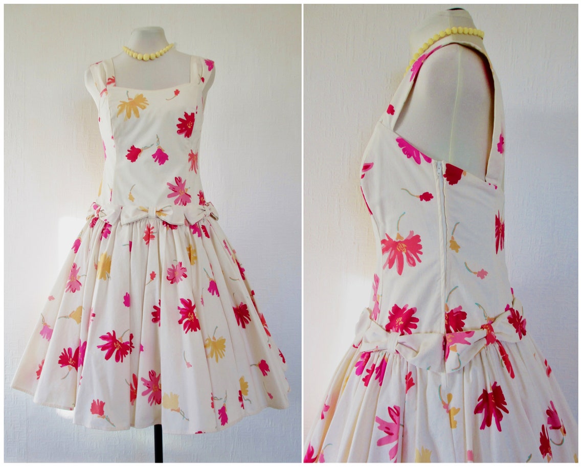 Vintage Laura Ashley Dress / 1950s Style Floral Prom Dress M | Etsy