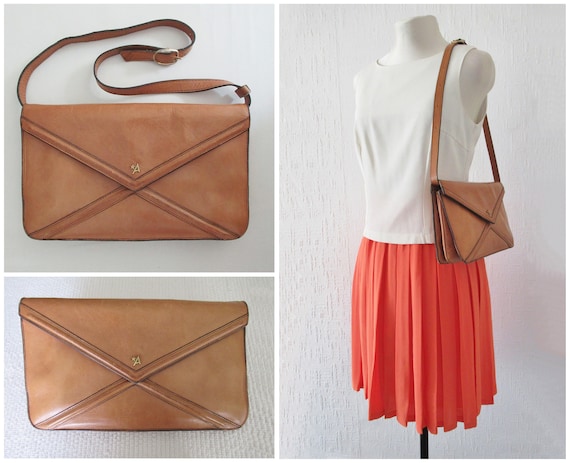 1970s Brown Leather Bag Convertible to Shoulder Ba