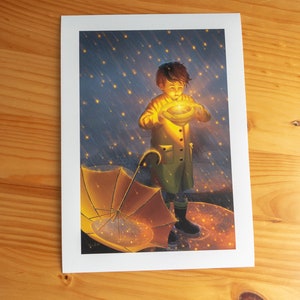Wishing Boy Print - Rainy Day Art Rainy Prints Rainy Print Rainy Art Boy&#39;s Room Art Rainy Artwork Artwork Boys Room Nursery Artwork Boy