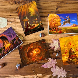 Cartes des bois Cartes de sorcière Cartes d'écureuil Art de chat noir Cartes de correspondance d'art en vrac Coffret unique de cartes Cartes de sorcière stationnaires d'animaux stationnaires mignons