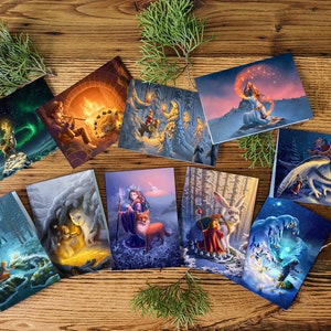 Conjunto de cartões de fantasia de inverno - Cartões de bruxa em massa Art Notecards Cartões de agradecimento em massa Cartões de agradecimento exclusivos em massa Conjunto de caixas de cartões mais vendidos
