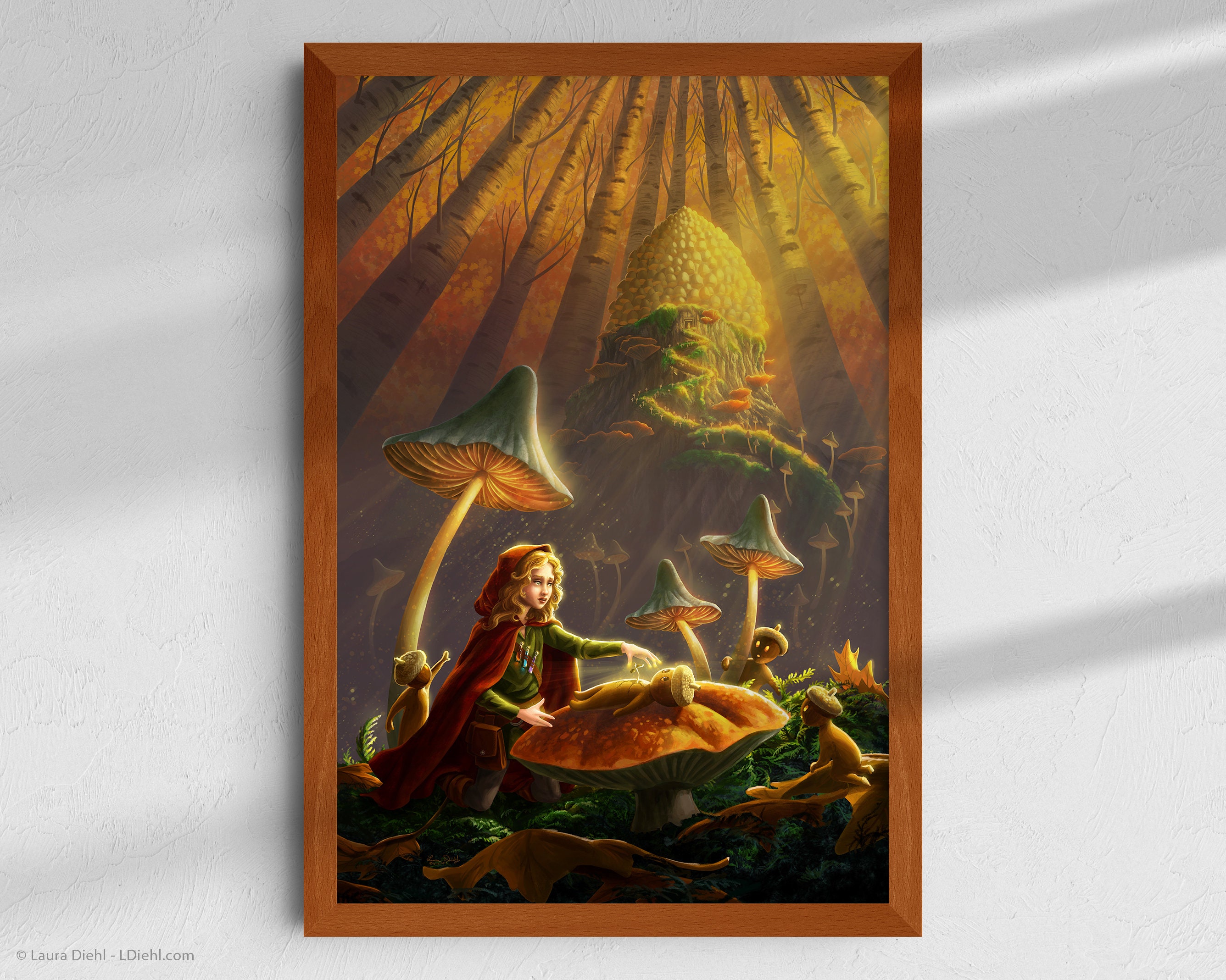 Acorn Wall Art Autumnal Art Mushroom Forest Fairycore Art Print