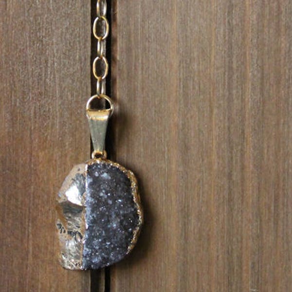 24k Gold Electroplated Druzy Necklace