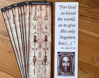 Shroud of Turin Prayer Card Bookmark: Holy Face of Jesus, Catholic Devotion